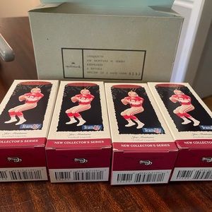 Brand New Retired Hallmark Joe Montana football player ornaments set of -4-